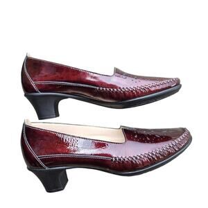 SAS Sonyo Heels Womens 7.5 M Bordo Patent Leather Slip On Pumps Comfort Shoes